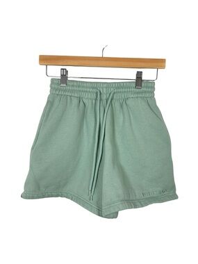 White Fox Sweat Shorts Sage Green Embroidered Logo Size XS Lounge